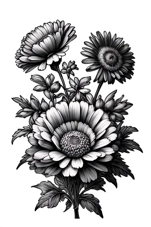 Carnation Daisy Marigold Daffodil Larkspur Violet Chrysanthemum