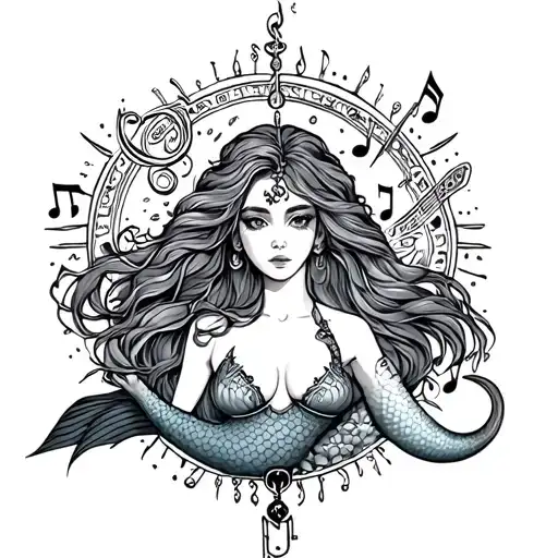Mermaid And Music Symbols