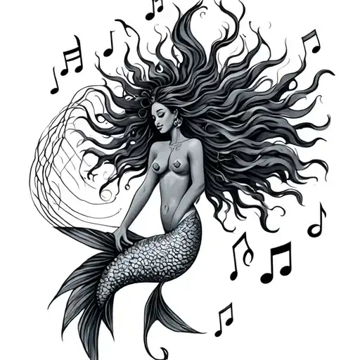 African Mermaid And Music Symbols Incorporated