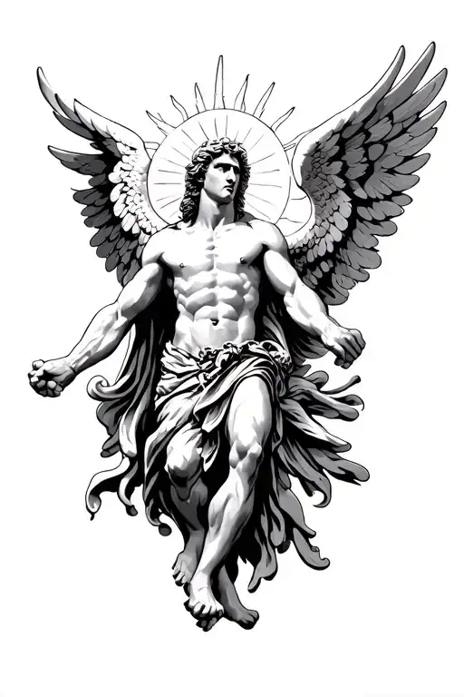 Saint Michael Archangel Stomping On Demans Sun Shining