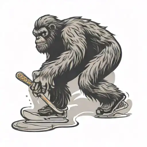 An Ice Hockey Puck Morphing Into A Mysterious Bigfoot Silhouette