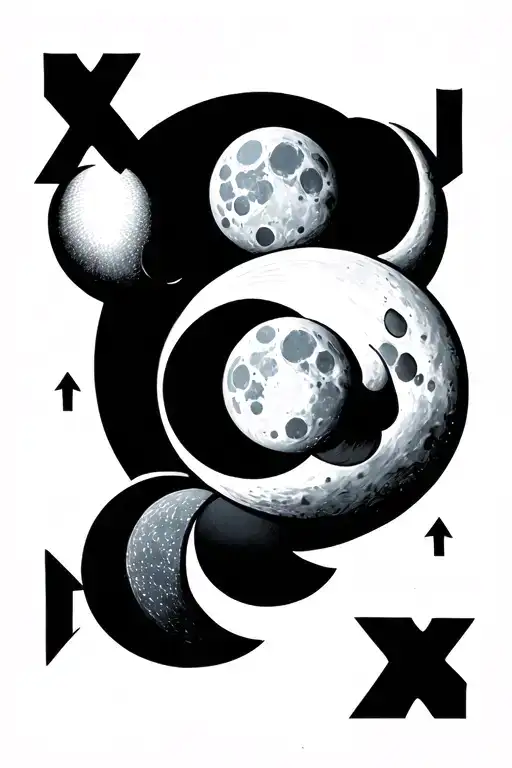 Moon Phases Using Arrows Pointing