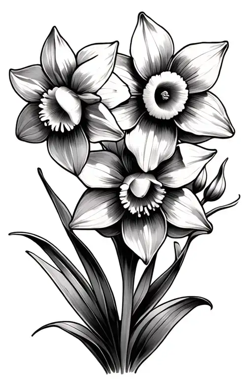 Tooled Leather Daffodil Flowers