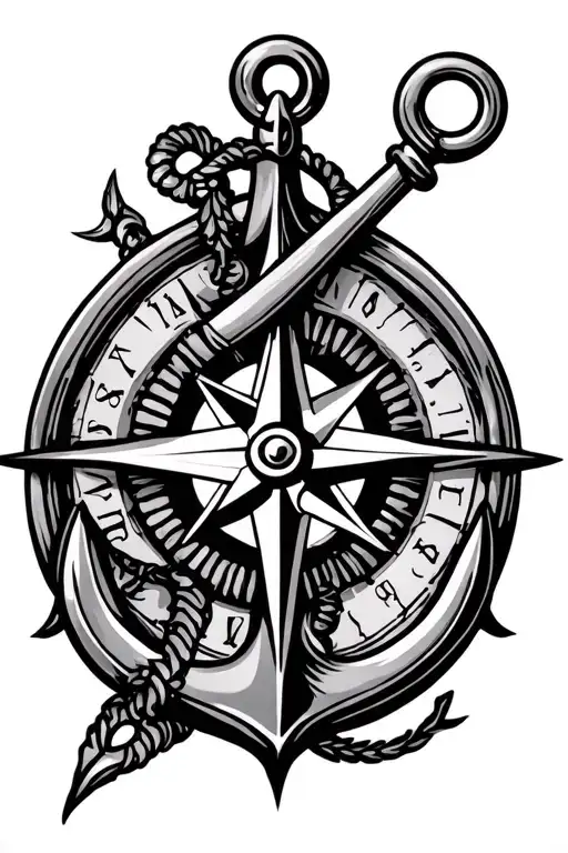 Compass And Anchor Intertwined