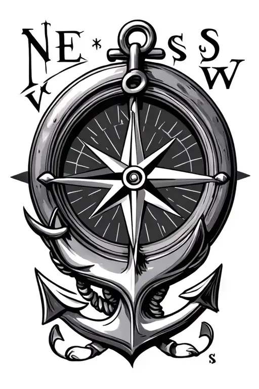 Compass And Anchor Showing N E S W
