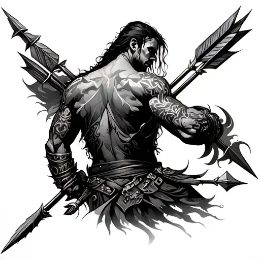 Fallen Warrior With Arrows In Back