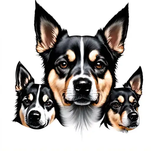 Japanese Oriental With Photos Of Dog Faces Half Sleeve