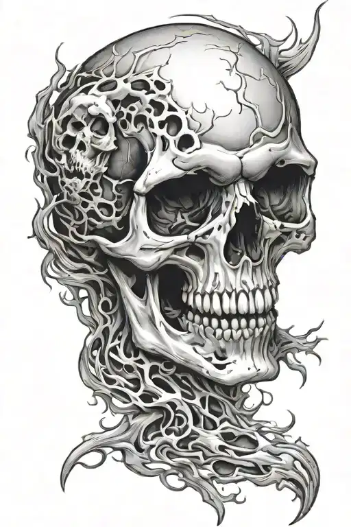 Skull And Fire Random Scratches Full Sleeve