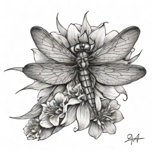 Dragonfly Coming Off Flower Blooming