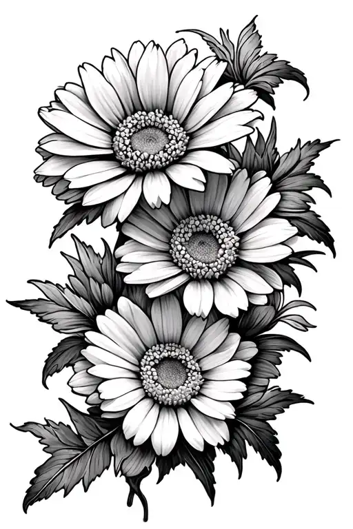 Black And White Horizontal Carnation Daisy Daffodil Marigold Violet Larkspur Chrysanthemum
