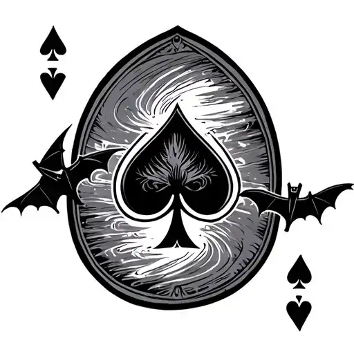 Ace Of Spades Card And Bats Flying Across