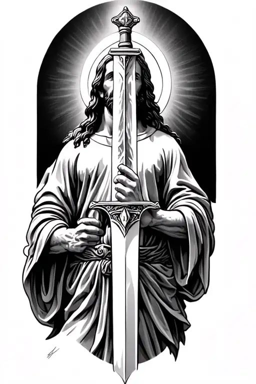 Jesus With Saint Michael's Sword