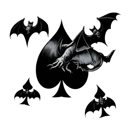 Ace Of Spades Card And Bats Flying Across