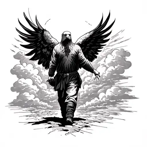 Heaven Clouds Man Walking Towards A Door Music Lyrics With An Eagle