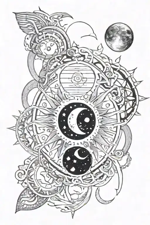 Sun And Moon Phases Intertwined
