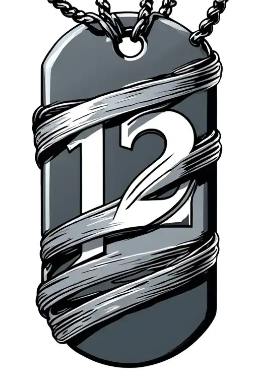 Dog Tag Wrapped Around Number 12