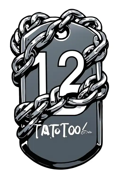 Dog Tag Chain Wrapped Around Number 12
