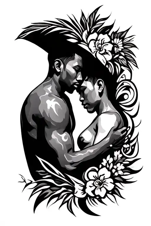 Hawaiian Tribal Tattoos Complementing One Another Suitable For Father And Son