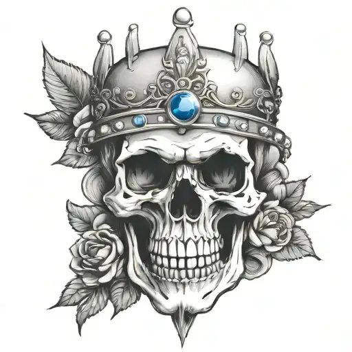 Skull With Gemstone Crown And Dagger
