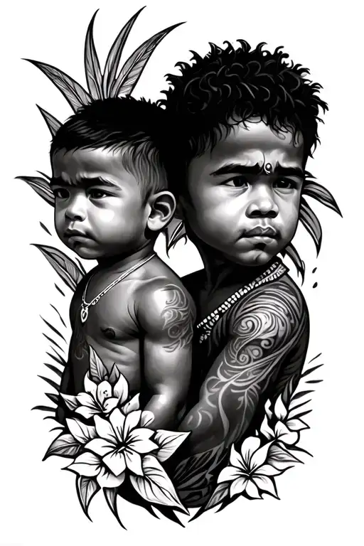 Hawaiian Tribal Tattoo Father And Son Matching