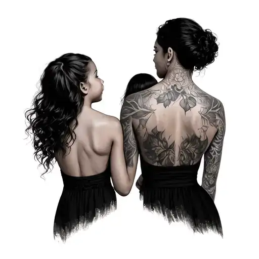 Father And Two Daughters Standingu Back