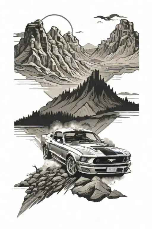 A Ford Mustang Speeding Through A Mountainous Landscape