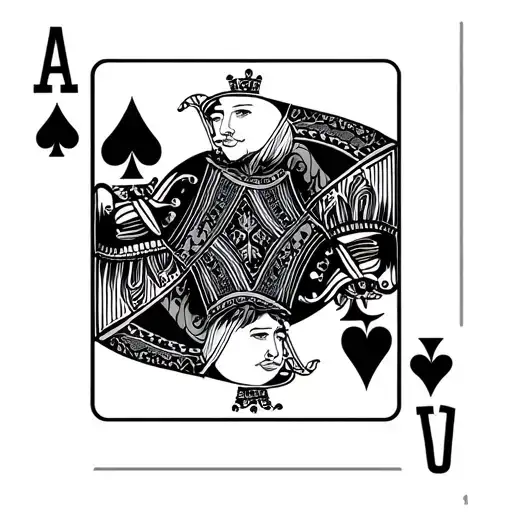 Three Playing Cards Ace King Queen With The Queen Card Pulled Up
