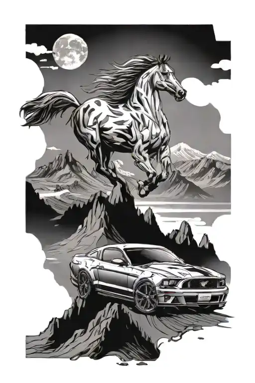 A Ford Mustang Speeding Through A Mountainous Landscape