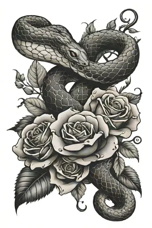Snake And Roses Wrapped