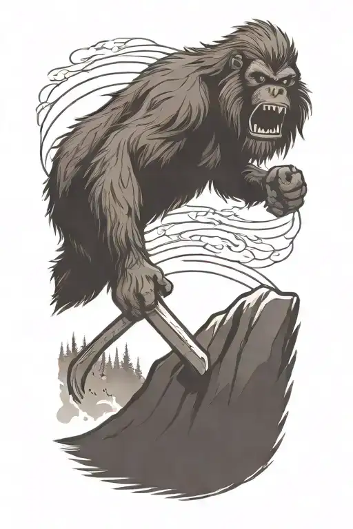 Bigfoot With Hockey Stick