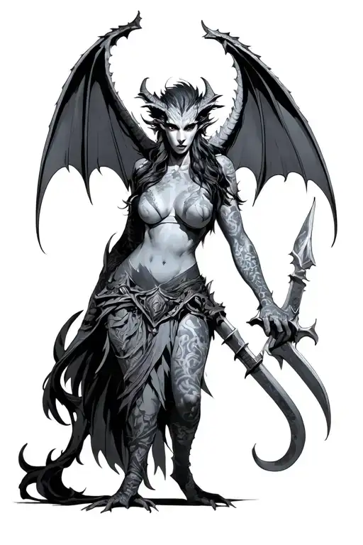 Gargoyle Warrior With Her