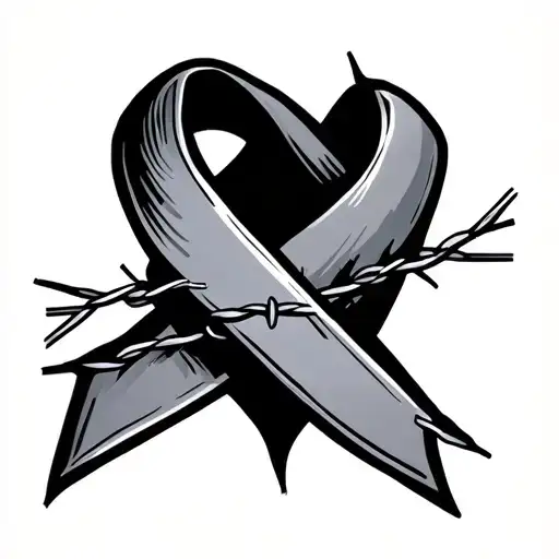 Cancer Ribbon With Barbed Wire