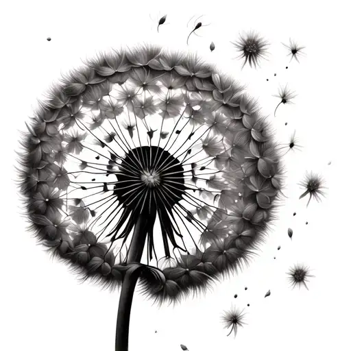 Dandelion With Seeds Floating Away Turning Into Stars
