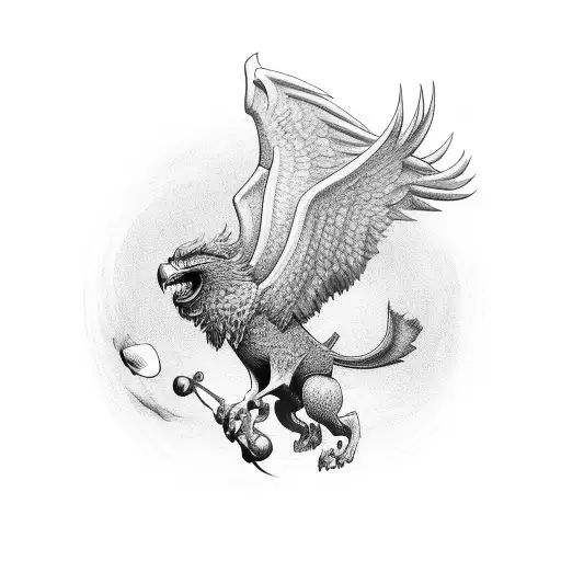 Griffin On Top Of Skull