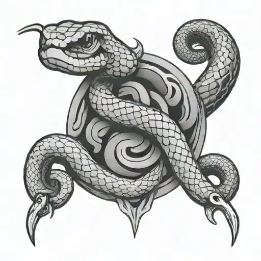 Omega Symbol And Snake Wrapped