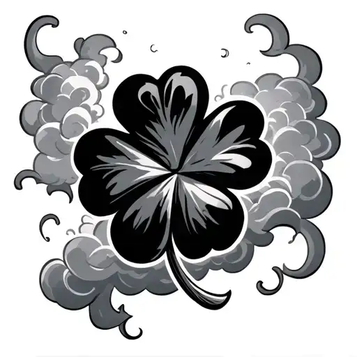 Four Leaf Clover With Micheal Going Throu Clouds