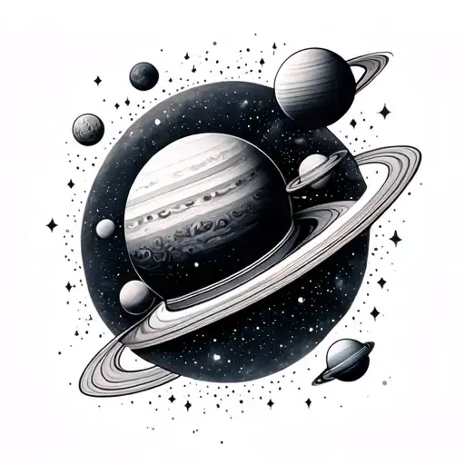 Space With Planets And Galaxies