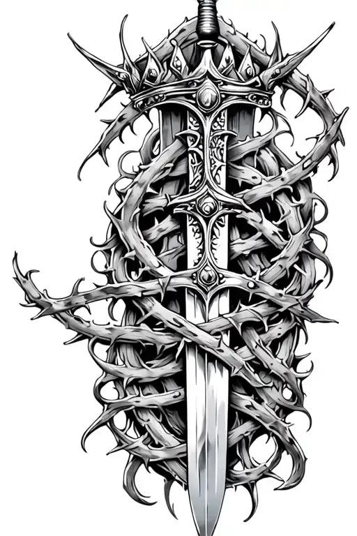 Sword With Crown Of Thorns Wrapped