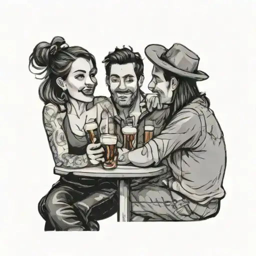Friends Sitting Down With Beers In Their Hand