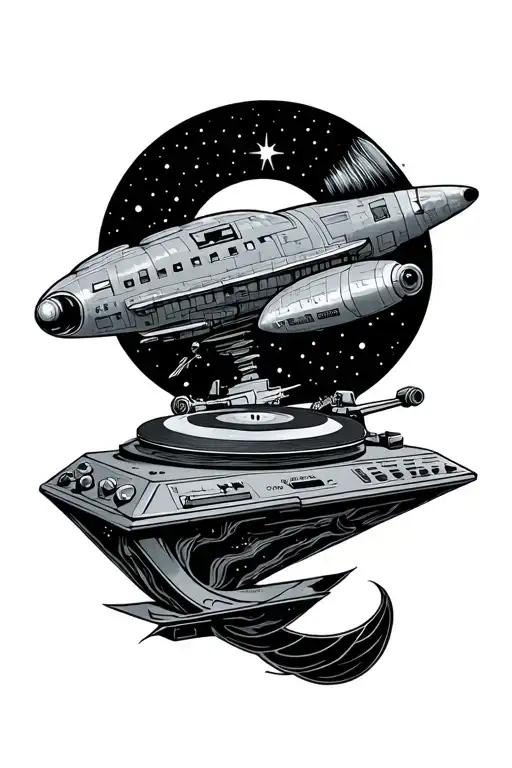 Space Ship And Record Player