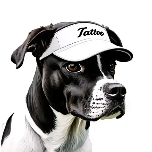 A Realistic Portrait Of A Dog Wearing A Golf Visor