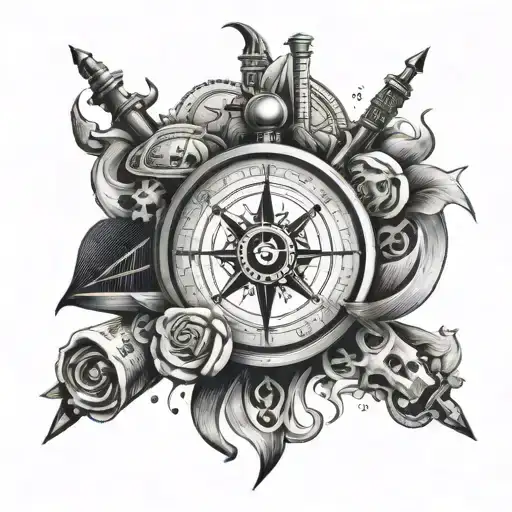 A Heart-shaped Compass Surrounded By Stacks Of Money And Romantic Symbols