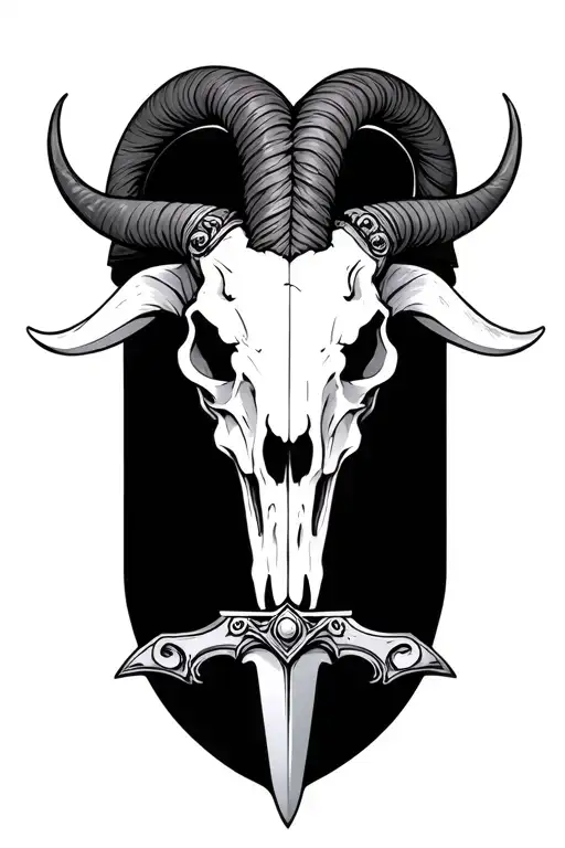 Goat Skull With Sword
