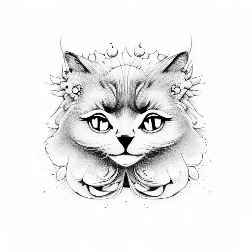 Mushrooms And Black Cat