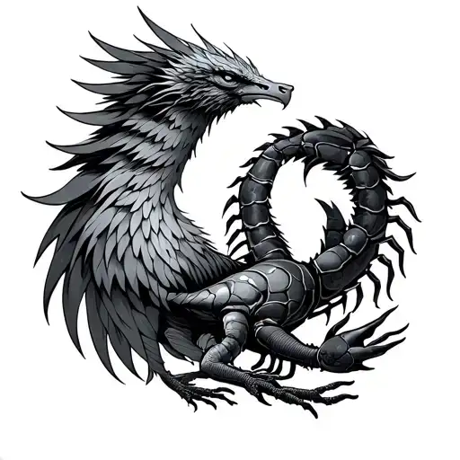 Cancer And Scorpio Zodiac With Phoenix