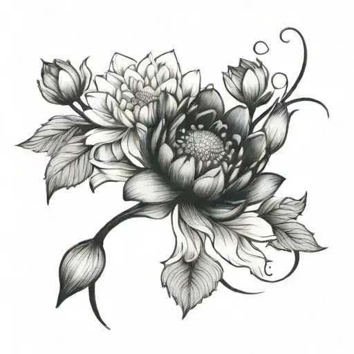 Carnation Daisy Water Lily Intertwined