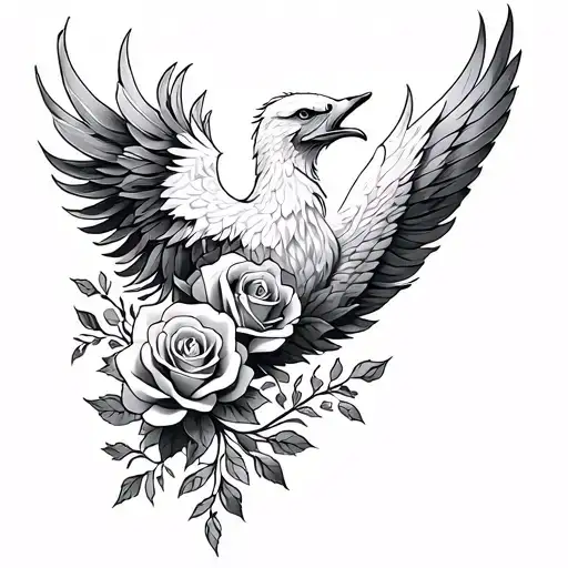 Rose And Phoenix Shoulder Tatoo