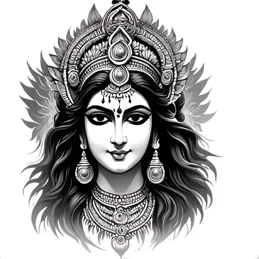 Black And White Hindu Goddess Kali