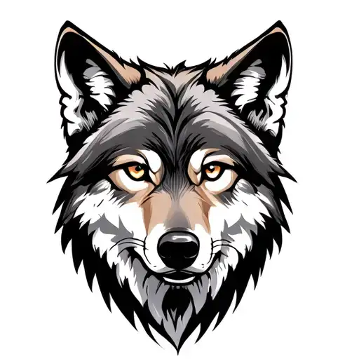 Wolf With Determined Eyes Staring