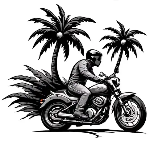 Motorcyle Driving Into Palm Tree